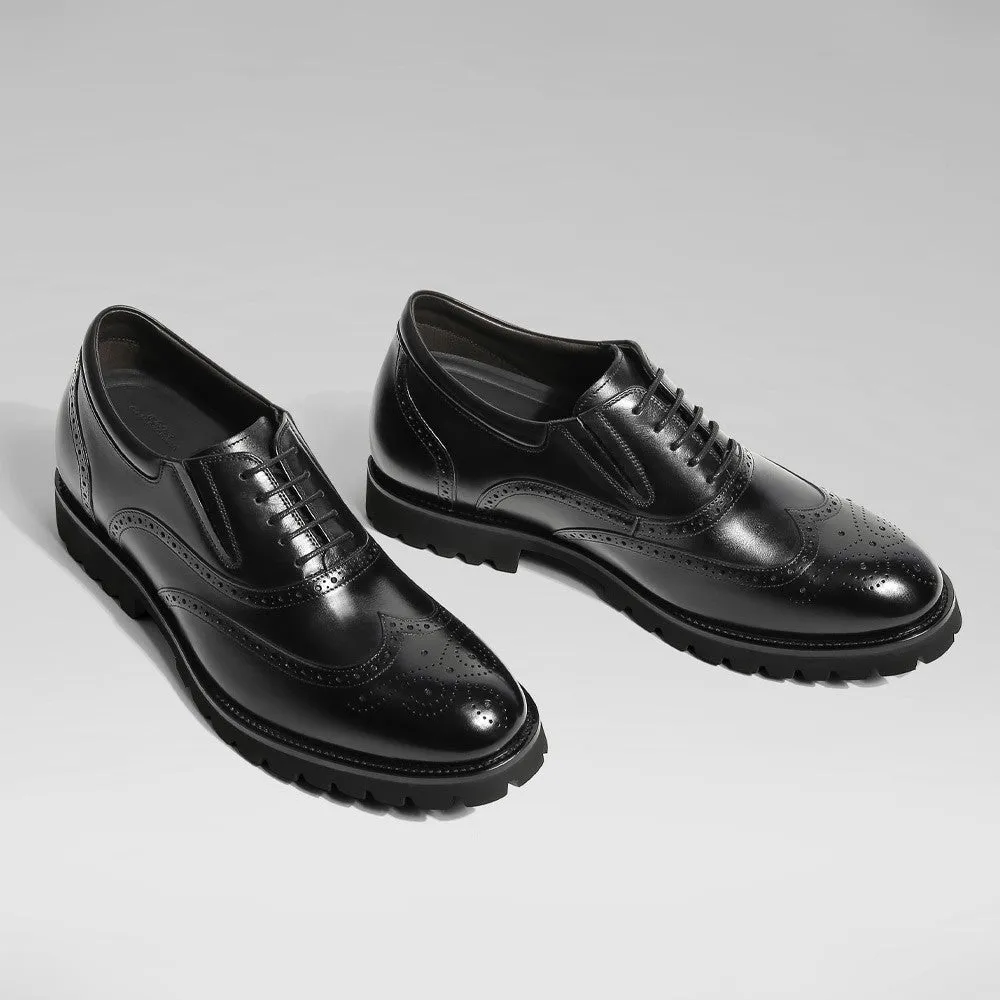 8 CM /3.15 Inches CMR CHAMARIPA Men's Brown Leather Elevator Brogue Oxford Shoes