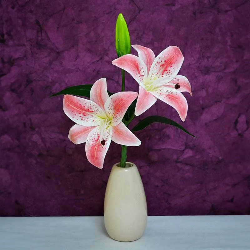 Faux Everlasting Lily Flower Stick - Pink