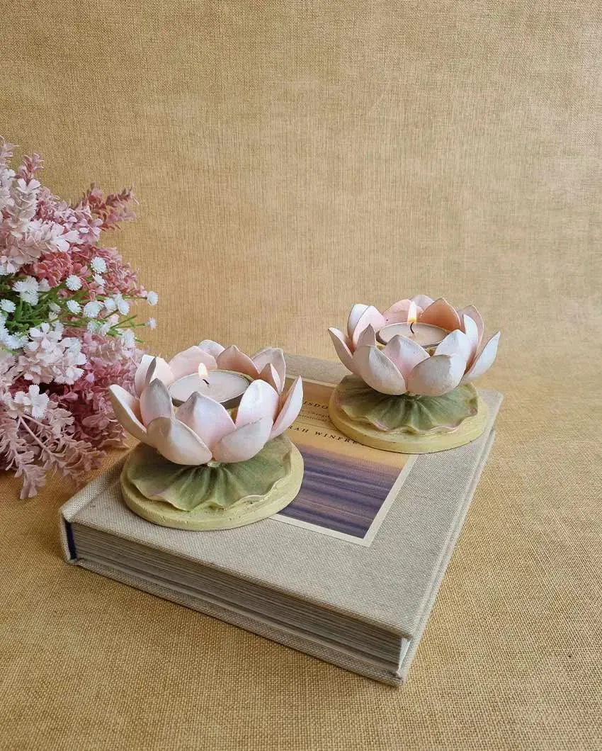 Rose Pink Marble Dust Tea Light Stand| Pink|15 x 5 cm / 6 x 2 inches