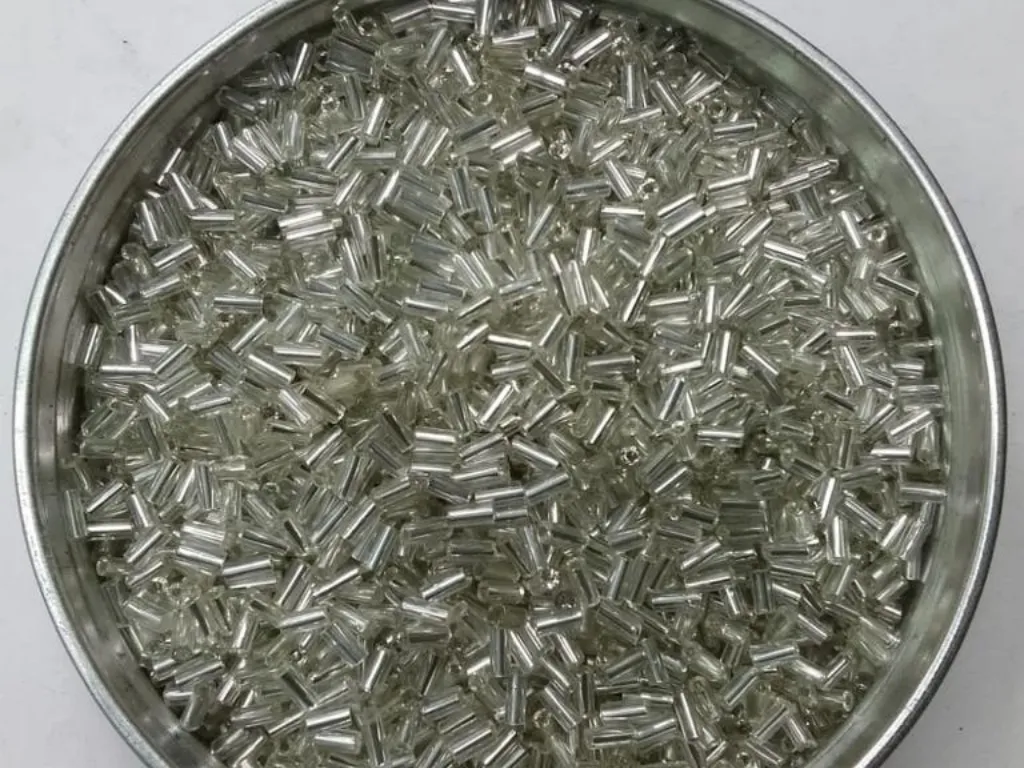 Silver Silverline Pipe Glass Seed Beads- 4.5 mm