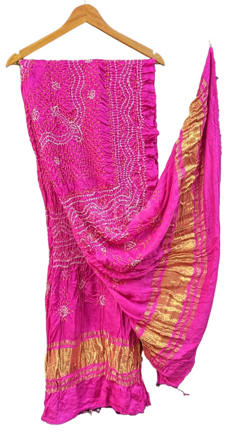 Stunning Pink Bandhani Gajji Silk Dupatta - Pure Elegance