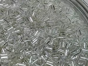 White Silverline Pipe / Bugle Glass Seed Beads